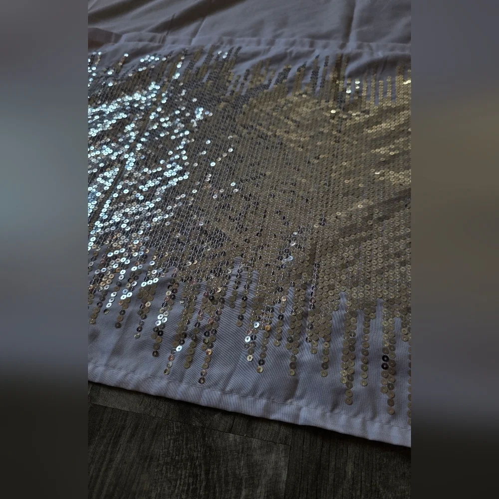 Luxurious White and Silver Sequin Shower Curtain